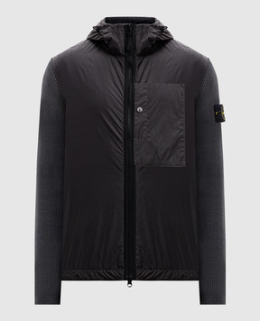 Stone Island Серая комбинированная куртка со съемным патчем логотипа 811545637