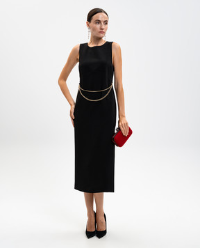 Twinset Черное платье миди с цепочкой 252TP2300