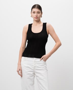 Twin Set Actitude Чорний топ в рубчик 251AP3031