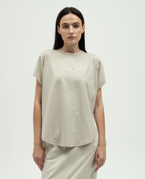 Brunello Cucinelli Бежевая футболка с принтом с цепочкой мониль MPT81BZ800