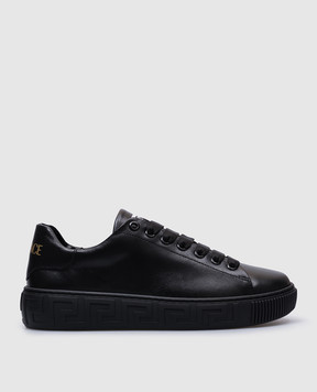 Versace Детские черные кожаные кеды Greca с логотипом 10180271A117323438