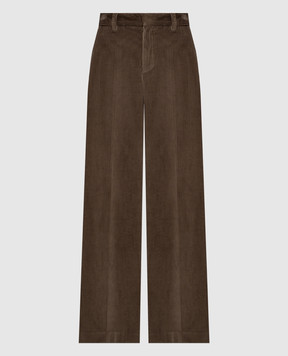 Brunello Cucinelli Коричневі вельветові штани з ланцюжком моніль MP180P8724