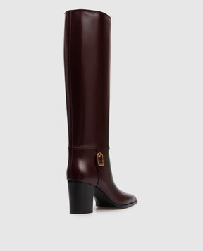 Saint Laurent Бордові шкіряні чоботи JULIA 818207AAEHR