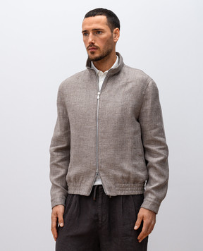Brunello Cucinelli Бежевая куртка из льна, шерсти и шелка MW4826509