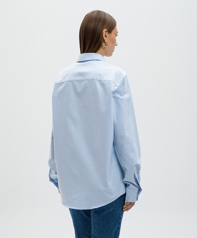 Ami Paris Голубая рубашка с вышивкой Ami de Coeur USH060CO0031 изображение 4