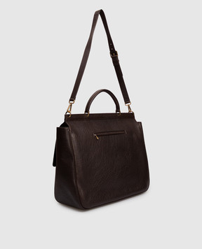 Brunello Cucinelli Коричневый кожаный портфель Casual с патчем логотипа MBEHBU427