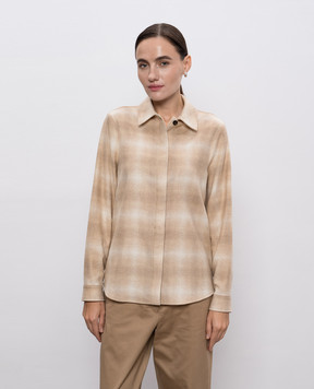 Woolrich Бежева сорочка з вовною в клітинку CFWWSI2002FRUT5008