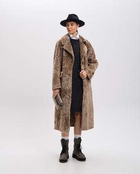 Brunello Cucinelli Серое платье из кашемира с пайетками M12173A90