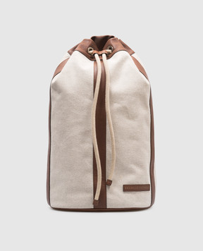 Brunello Cucinelli Бежевий комбінований рюкзак з логотипом MBLRU433P