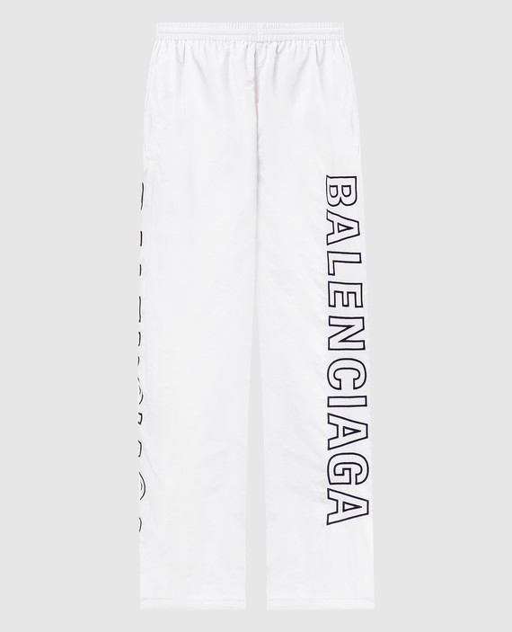 Белые спортивные брюки с вышивкой логотипа