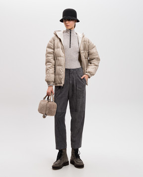 Brunello Cucinelli Серый меланжевый джемпер из шерсти и кашемира с цепочкой мониль M14817604