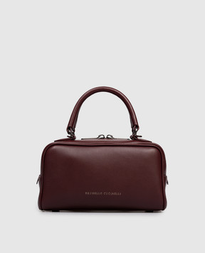Brunello Cucinelli Бордова шкіряна сумка Boston Explorer MBGED2631