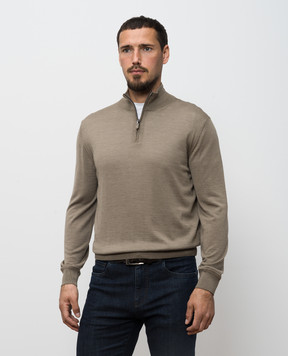 Canali Бежевий джемпер з вовни та шовку MK02355C1118