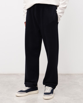 Moncler Синие спортивные брюки с логотипом патча K20918H0000889ANG