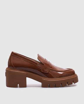 Stuart Weitzman Коричневі шкіряні лаковіані лофери Soho SB814