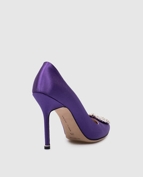 Manolo Blahnik Фіолетові атласні човники HANGISI з кристалами HANGISI