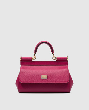Dolce&Gabbana Розовая кожаная сумка Sicily с металлическим логотипом BB7116A1001