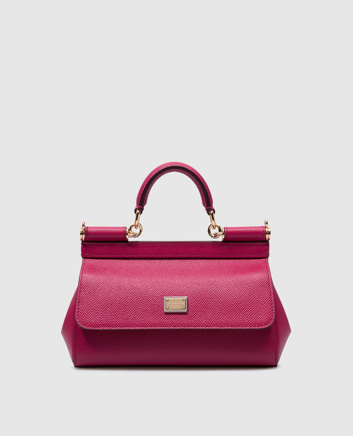 Sicily pink leather bag with metal logo