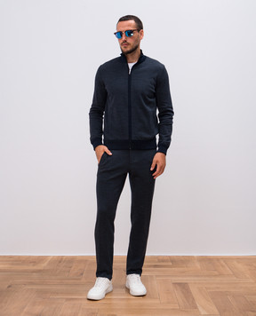 Bertolo Cashmere Синие брюки из шерсти 000304001141