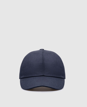 Enrico Mandelli Синяя кепка из льна, шерсти и шелка CAP4015334