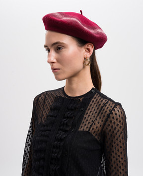 Christian Dior Бордовий берет з вовни з логотипом 94ATY910X107