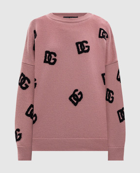Dolce&Gabbana Рожевий светр з вовни з візерунком монограми логотипа FXX69TJCVYX