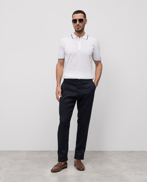 Kiton Сині штани з льоном з патчем логотипа UPLACK0603F