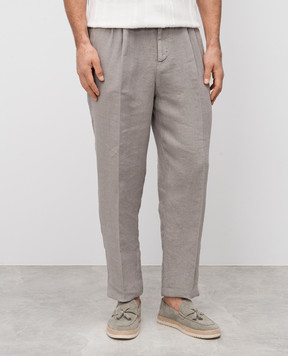 Brunello Cucinelli Серые брюки из льна M243DE1710