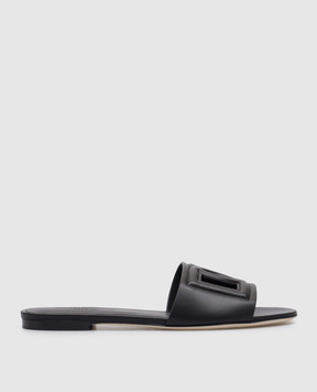 Dolce&Gabbana Черные кожаные шлепанцы DG Millennials CQ0436AY329