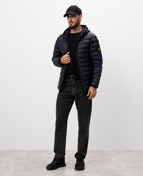 Stone Island Синяя стеганная пуховая куртка с логотипом 811540324