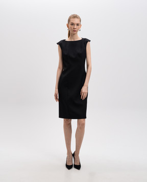 Alexander McQueen Чорна сукня-футляр міді з вовни 819067QJADA