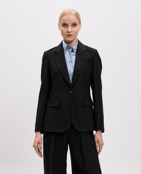 Brunello Cucinelli Чорний жакет з льоном з ланцюжком моніль MH1267332