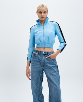 Alexander Wang Голубая укороченная спортивная куртка с контрастной тесьмой 4CC3242091