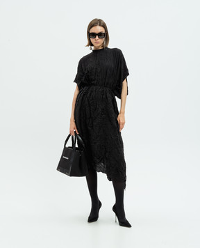 Balenciaga Черное платье из шелка с эффектом жатки 794840TQN11