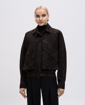 Magda Butrym Коричнева замшева куртка LEATHER10JACKET510525