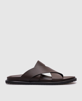 Stuart Weitzman Коричневі шкіряні шльопанці Berkley SK545