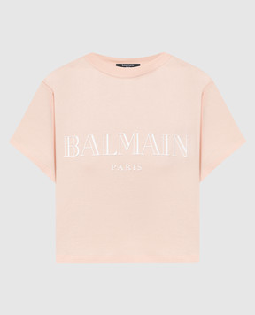Balmain Розовая футболка с логотипом CF2EE020BC74