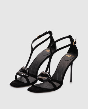 Balmain Чорні замшеві босоніжки Lips EN0UH127LCMK