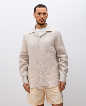 Brunello Cucinelli Бежева сорочка з льону MM6950647