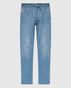 Brunello Cucinelli Блакитні джинси з вишивкою емблеми логотипа ME645X1290