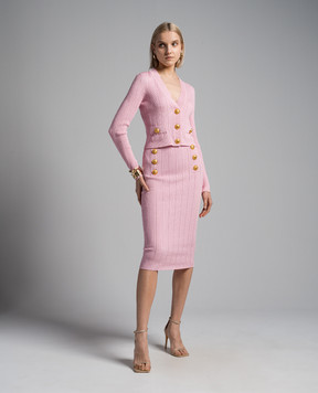 Balmain Рожевий кардиган у фактурний візерунок CF0KL018KF24
