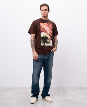 Alexander McQueen Коричнева футболка з принтом 815011QTADA