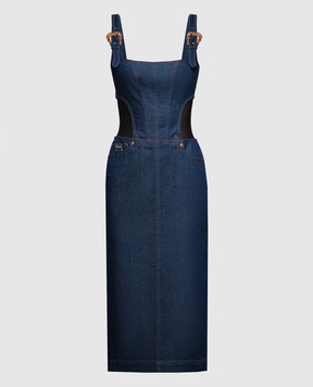 Versace Jeans Couture Синя джинсова сукня з логотипом в стилі бароко 76HAO953DW023L54