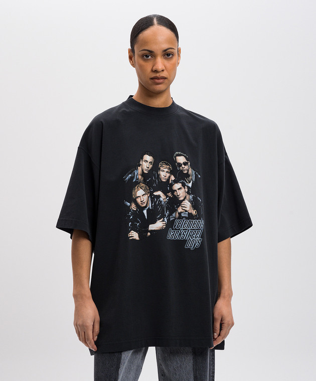 Vetements Черная футболка с принтом UA66TR620B изображение 3