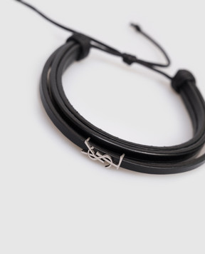 Saint Laurent Чорний шкіряний браслет CASSANDRE 820441AAEKE