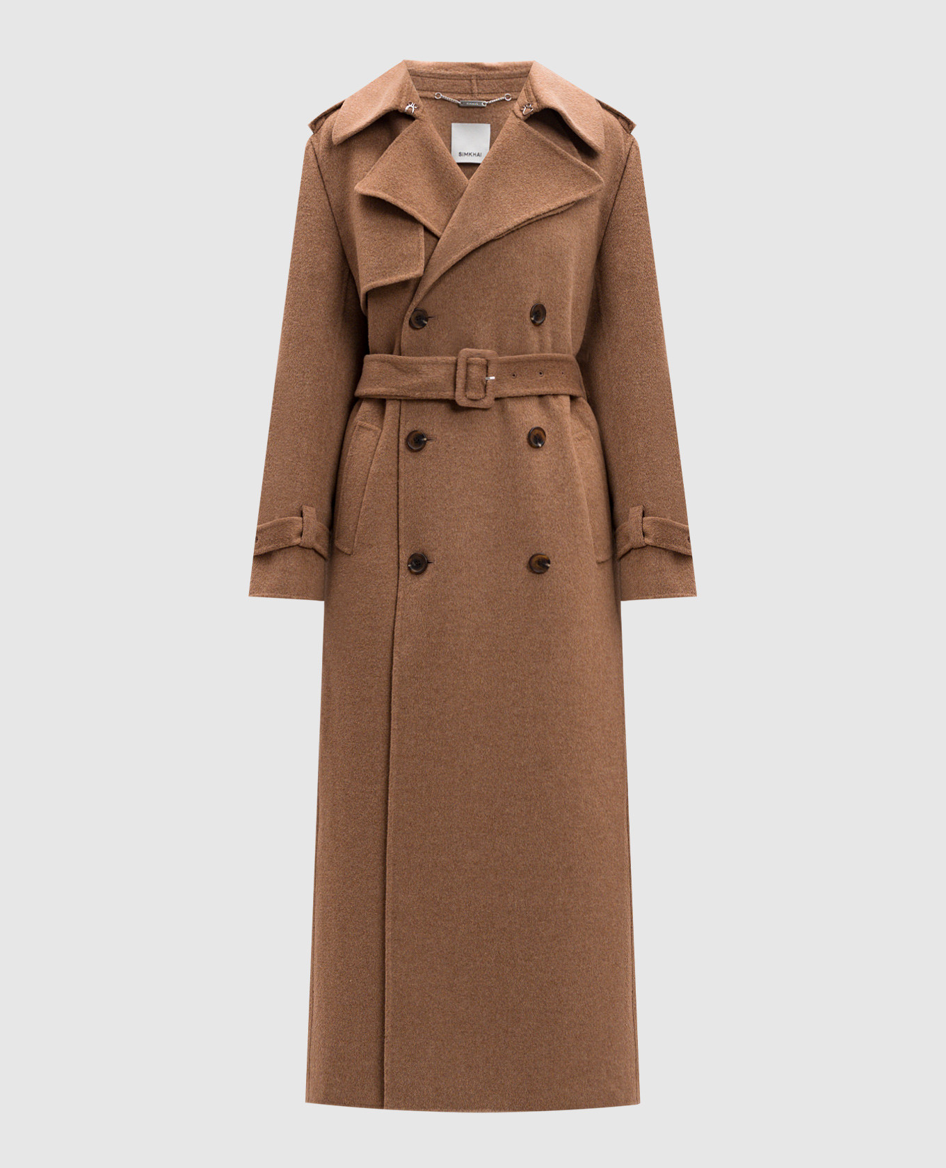 

Коричневое двубортное пальто Rumi, Коричневый, Пальто