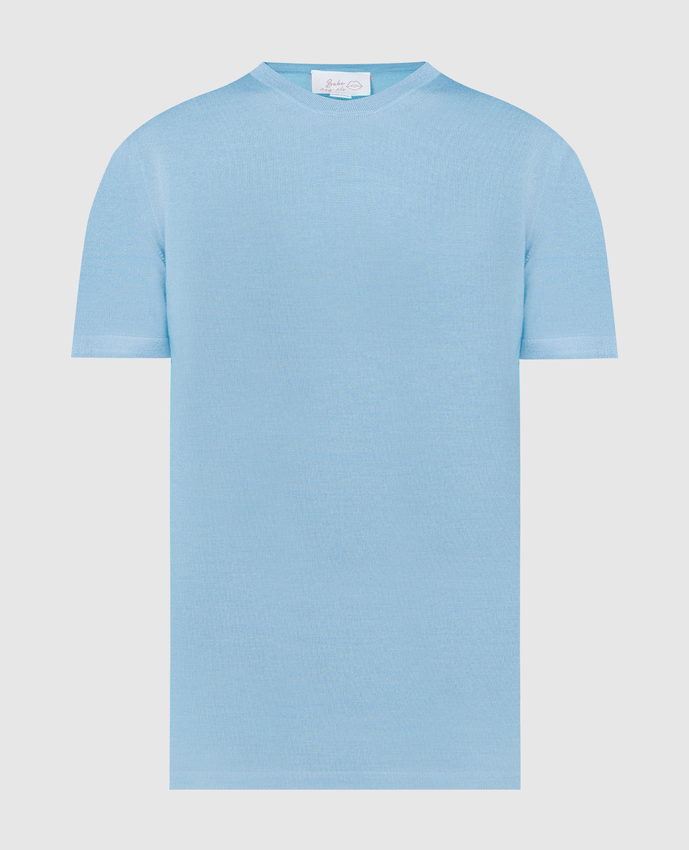 Blue T-shirt made of wool, silk and cashmere