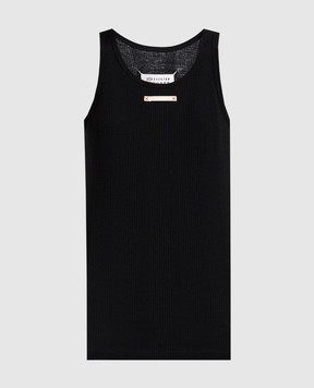 Maison Margiela Черный топ в рубчик с брендовой нашивкой S50NL0049M20060