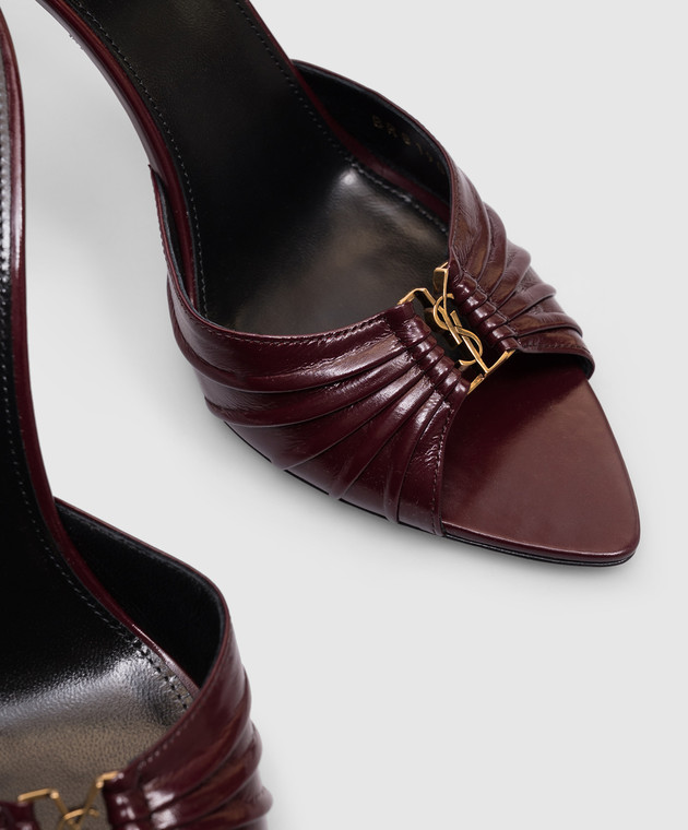 Saint Laurent Бордовые кожаные мюли Вabylone 819075AAEHF изображение 5