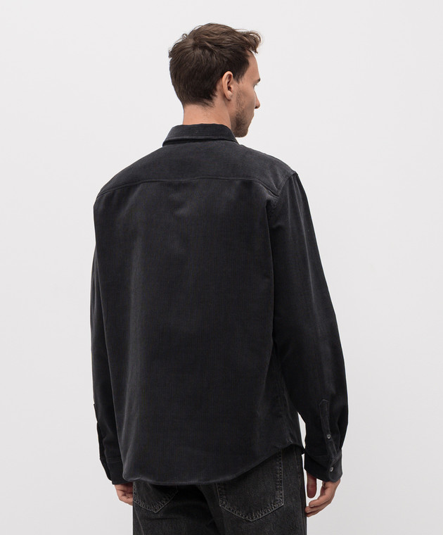 Ami Paris Серая вельветовая рубашка HSH797CO0089 изображение 4